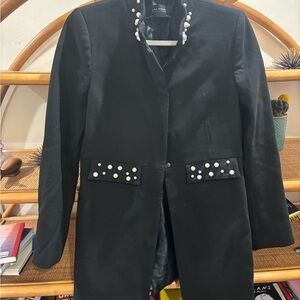 Zara Black Pearl-Embellished Blazer